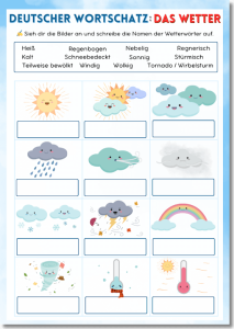 Read more about the article 🌦️ German A1 Exercise: Weather Vocabulary (das Wetter)