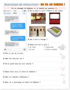 Read more about the article Going to the Cinema – French Reading Free Worksheet A1