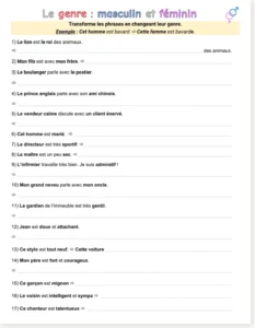 Read more about the article French Masculine to Feminine Sentences Worksheet – Free PDF + DOCX