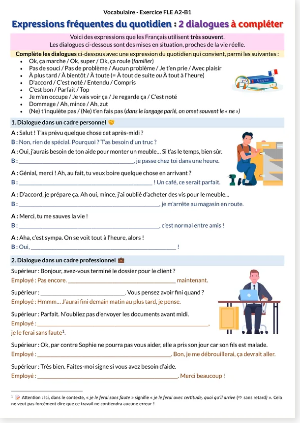 Preview of the complete the dialogues worksheet
