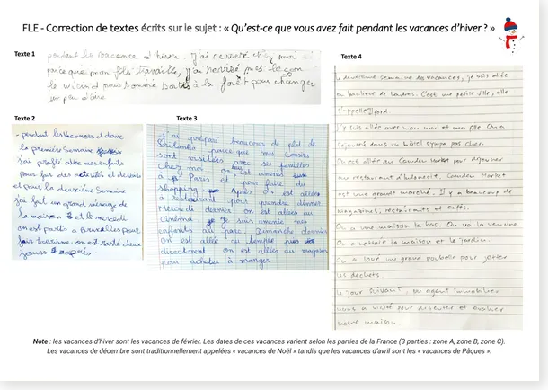 Preview of winter holidays written text correction