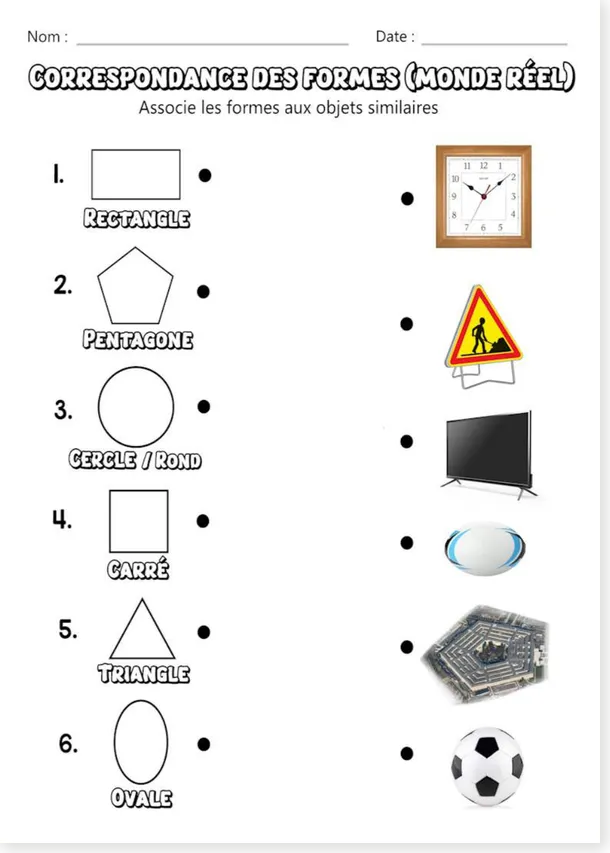 Preview of the Geometric Shapes in French worksheet