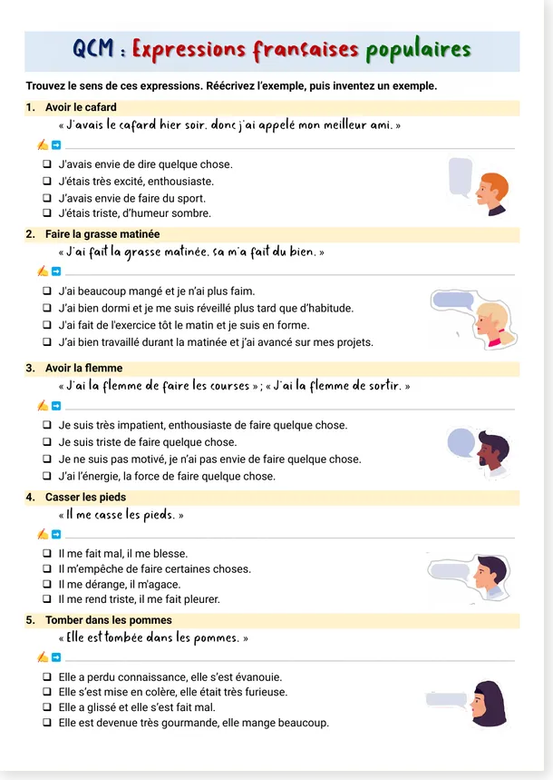 Preview of the popular French expressions MCQ worksheet