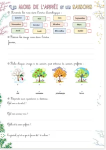 Read more about the article French Months of the Year and Seasons Worksheet