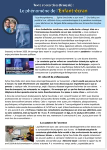 Read more about the article Children and Screens – French B1-B2 Reading Text and Exercises (with free PDF)