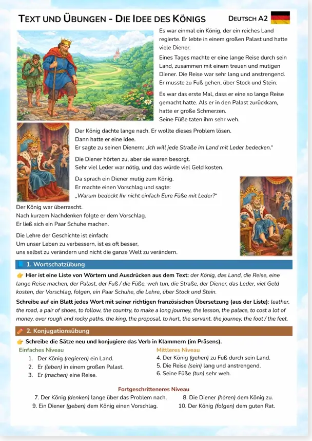 The King’s Idea – Worksheet Preview (1 page)