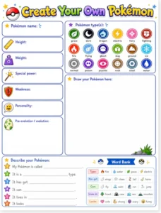 Read more about the article 🎨 Create Your Own Pokémon! – A Creative ESL Writing Activity for Kids