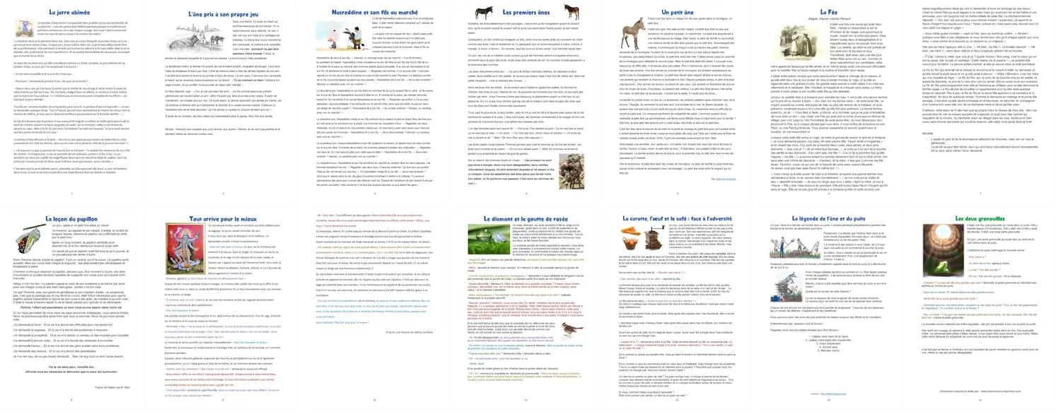 Preview of the 14-page French tales and moral stories PDF
