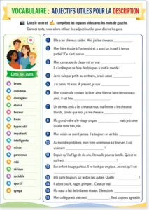 Read more about the article Useful Adjectives to Describe People – French Worksheet