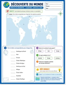 Read more about the article World Map Worksheet in French – with free PDF