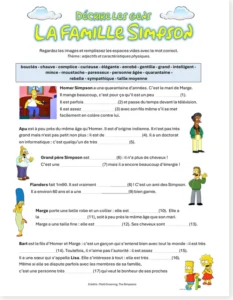Read more about the article The Simpsons French A1-A2 Worksheet – Adjectives and Physical Descriptions