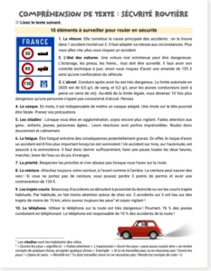 Read more about the article French Road Safety Reading Worksheet – A2-B1