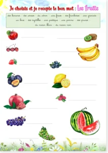 Read more about the article French Fruits and Vegetables (5 Worksheets) – Choose and Copy