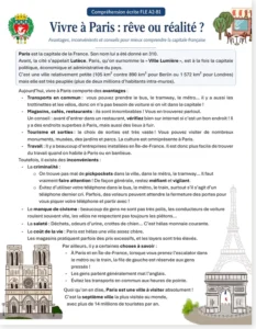 Read more about the article Life in Paris: French Reading Comprehension A2-B1