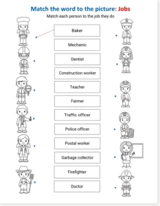 Read more about the article 👷 Match the Word to the Picture: Jobs Vocabulary Worksheet