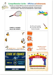 Read more about the article French Reading Comprehension Worksheet – Posters and Events