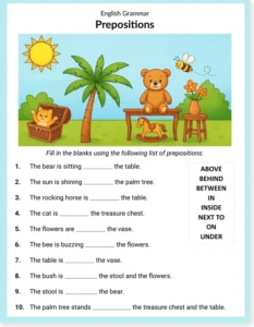 Read more about the article Prepositions Worksheet for Kids (Free PDF)