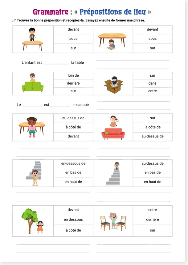 Read more about the article French Prepositions of Place A1 – Illustrated Grammar Worksheet