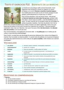 Read more about the article French Reading Worksheet A2-B1 – Benefits of Walking