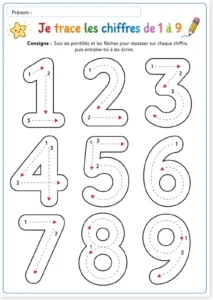 Read more about the article French Tracing: Numbers 1 to 9 (Free Worksheet)