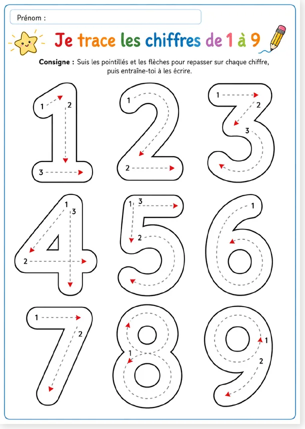 Read more about the article French Tracing: Numbers 1 to 9 (Free Worksheet)