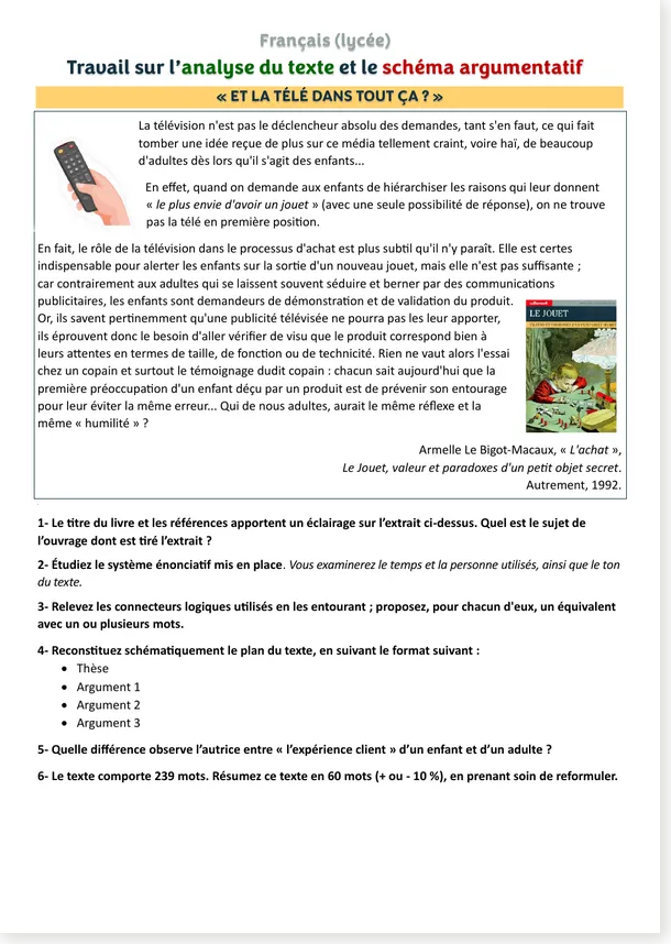 Read more about the article High School French Text Analysis: What About TV?