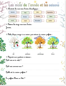 Read more about the article French Months of the Year and Seasons Worksheet