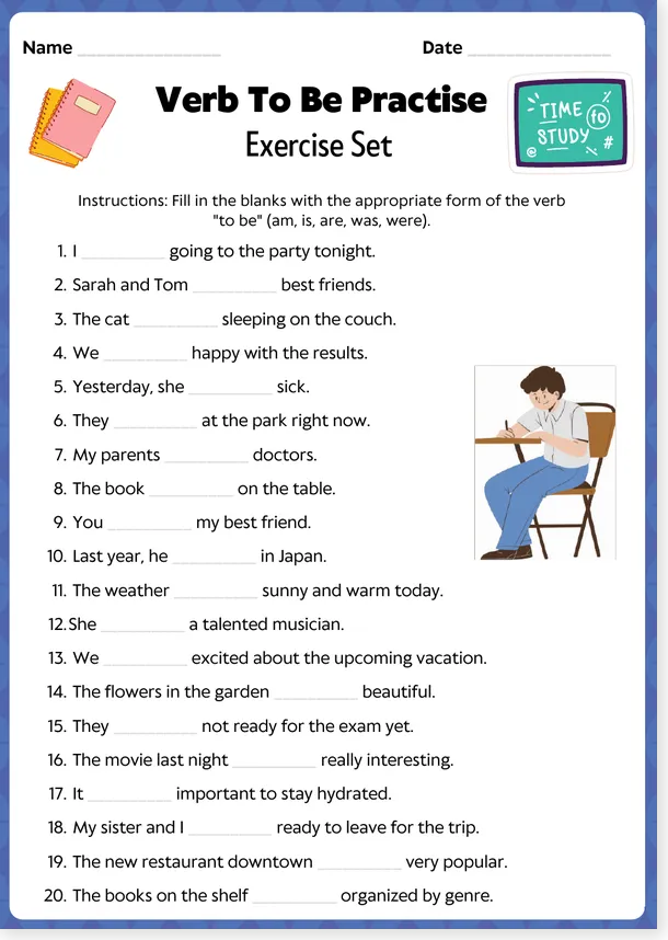 Present and past verb to be practice preview