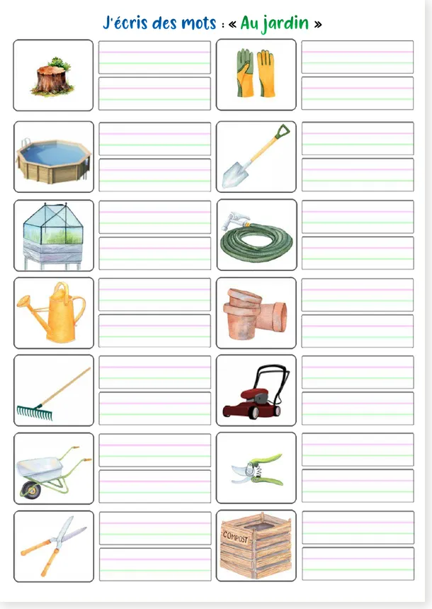 French garden eco worksheet preview