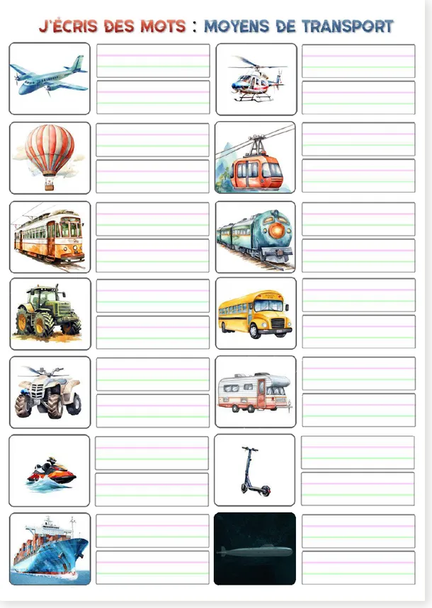 French transport eco worksheet preview