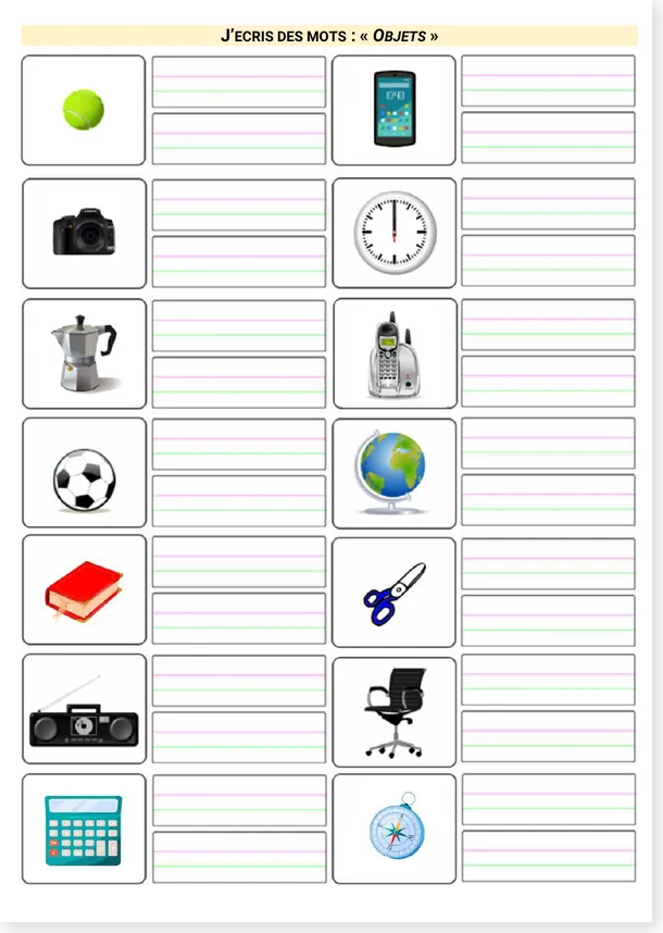 French everyday objects worksheet preview