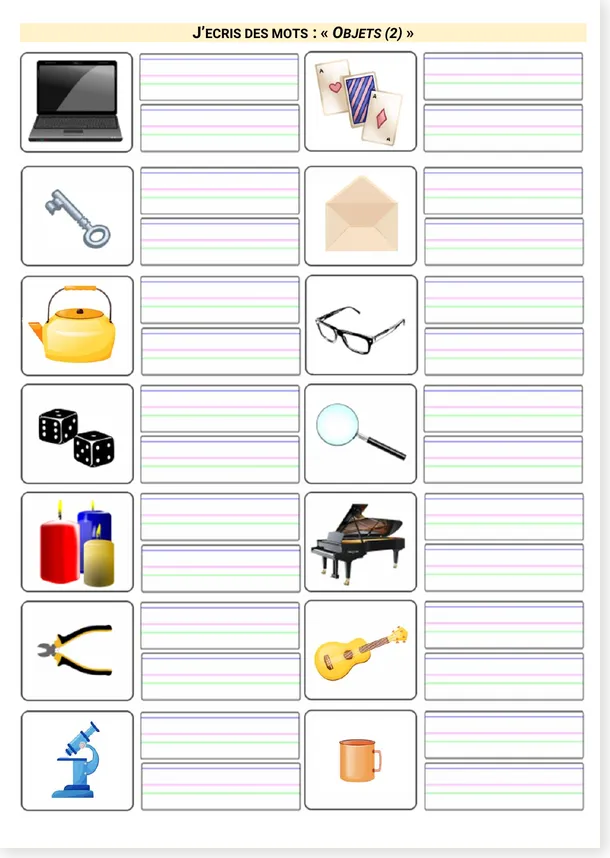 French everyday objects second worksheet preview