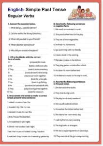 Read more about the article English Simple Past Tense Regular Verbs Worksheet – Free PDF