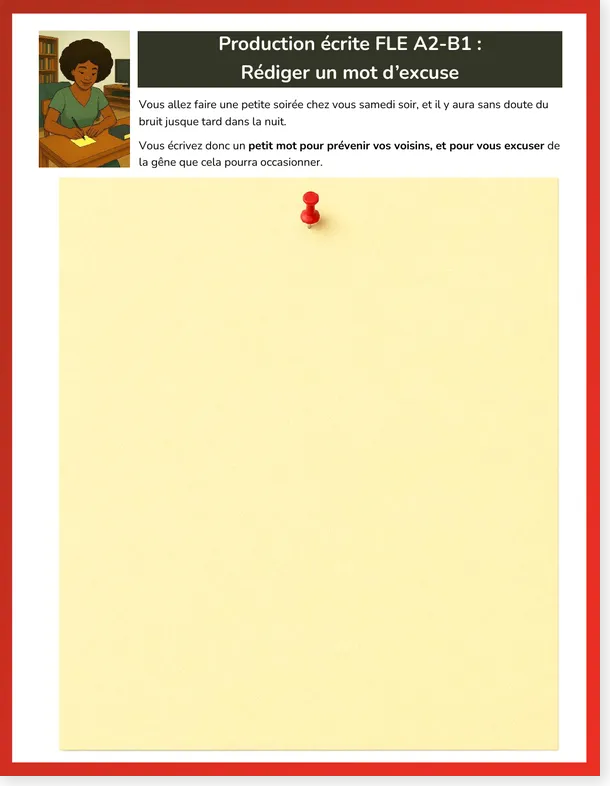Read more about the article French Writing Worksheet: Write an Apology Note