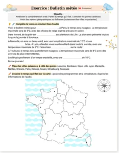Read more about the article French Autumn Weather Forecast Listening Worksheet – with Free Audio