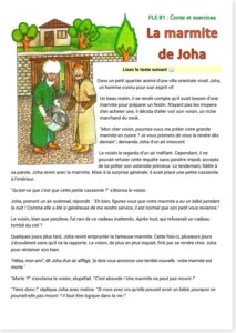 Read more about the article French B1 Tale and Exercises – La Marmite de Joha