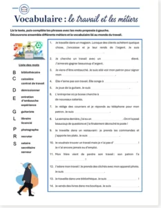 Read more about the article French Jobs Vocabulary Worksheet – Work and Professions
