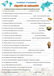 Read more about the article Nationality Adjectives in French – Worksheet, PDF + DOCX