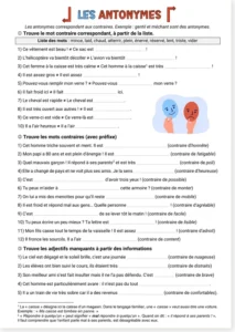 Read more about the article French Antonyms Worksheet – Opposites, Prefixes, Crosswords