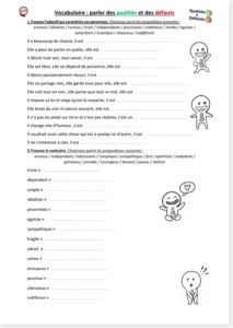 Read more about the article Qualities and Flaws in French – Personality Worksheet