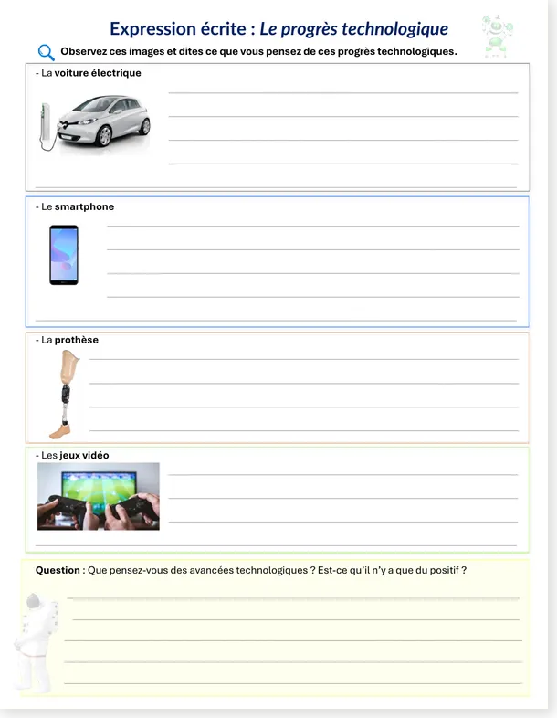 Read more about the article French Technological Progress Writing Worksheet (A2-B1 – with free PDF)