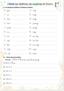 Read more about the article French Numbers and Time Worksheet