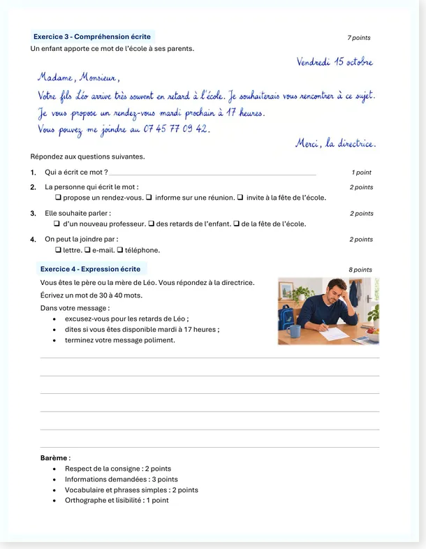 Worksheet preview: FFL: Assessment Tests Alpha A1.1 and A1 🇫🇷: image 5