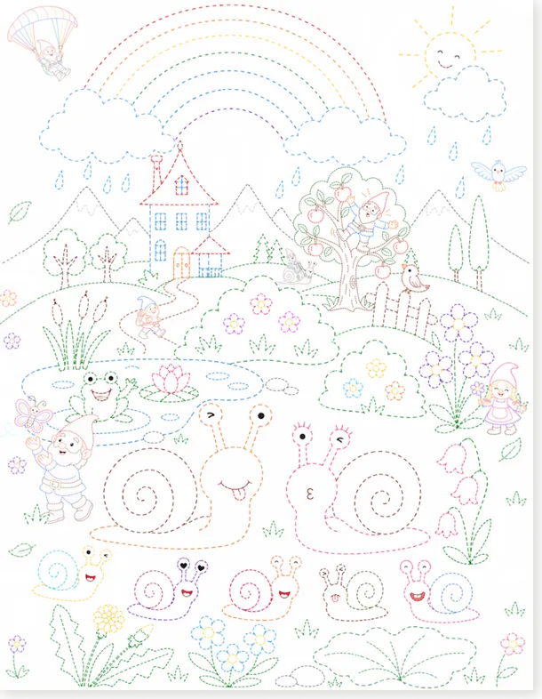 Premium snails family worksheet with garden gnomes preview