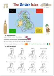 Read more about the article The British Isles – English Worksheet – UK, Great Britain & Ireland (Free PDF)