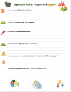 Read more about the article French Writing Worksheet: About Money (Expression Écrite) – Free PDF