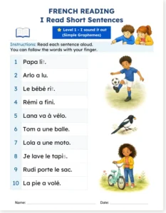 Read more about the article French Reading Worksheet for Beginners – Short Sentences (Free PDF)