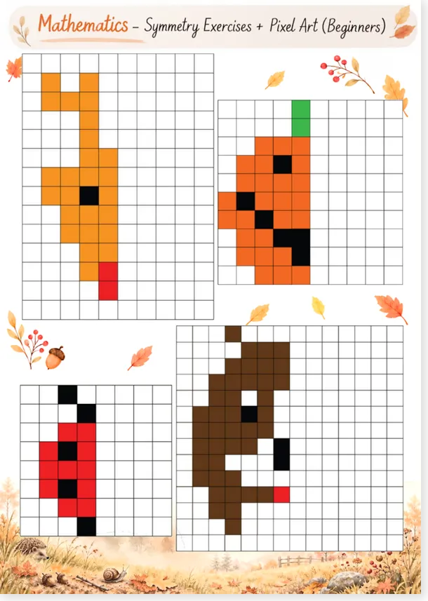 Read more about the article Pixel Art Symmetry Worksheet – Fall & Winter Math (with free PDF)
