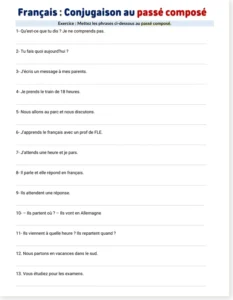 Read more about the article French Passé Composé Worksheet – 13 Sentences + Answer Key (Free PDF)