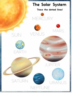 Read more about the article Solar System Tracing Worksheet for Kids – Free PDF